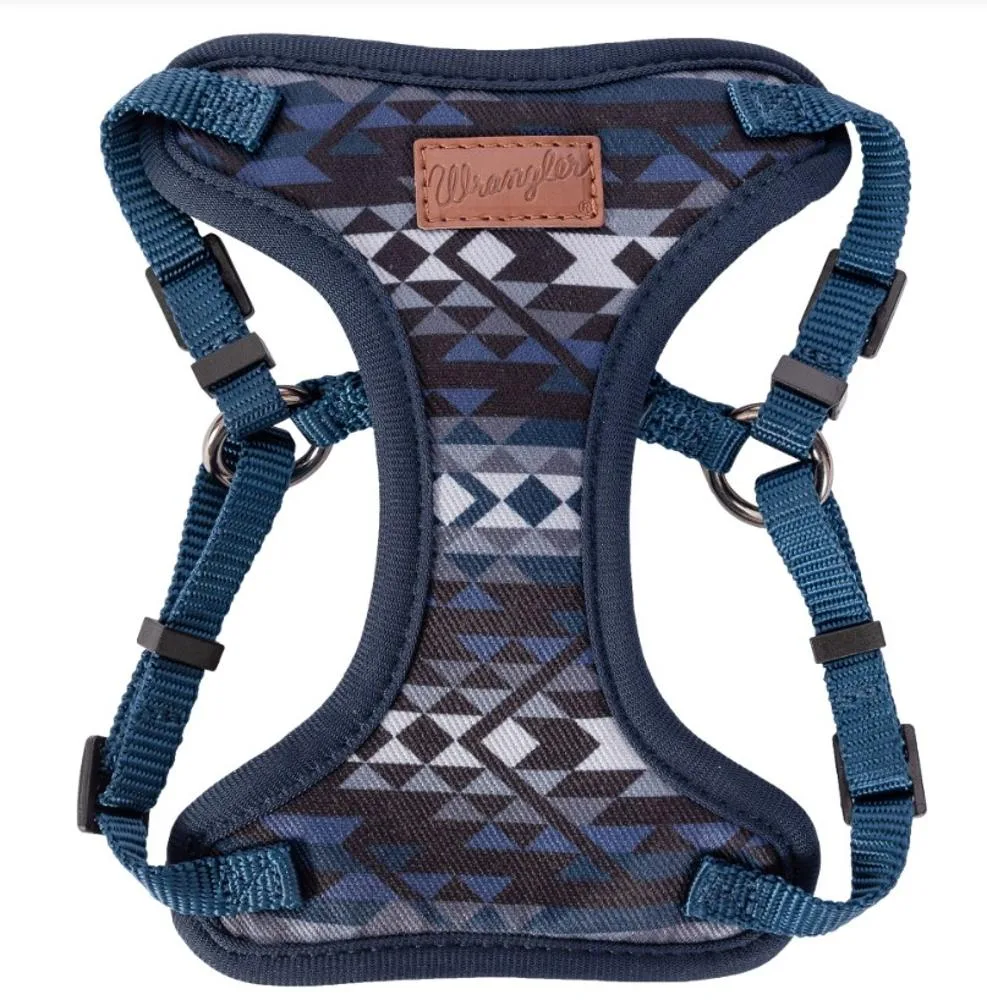 Wrangler Blue Southwest Sherpa Comfort Dog Harness