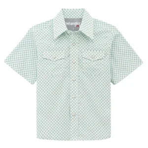 Wrangler Boy's 20X Advanced Comfort Green Print Shirt