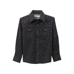 Wrangler Boy's Black Paisley 20X Shirt