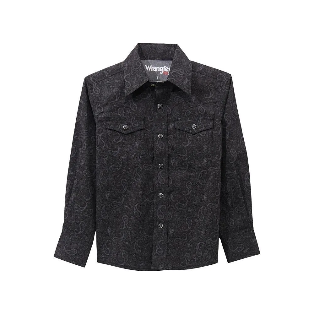 Wrangler Boy's Black Paisley 20X Shirt