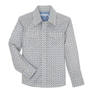 Wrangler Boys Blue 20X Print Snap Shirt