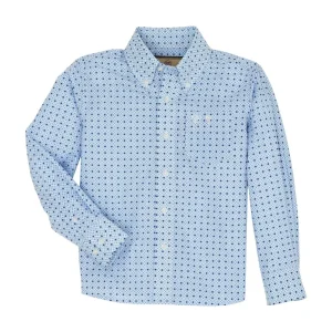 Wrangler Boys Blue Print Long Sleeve Shirt