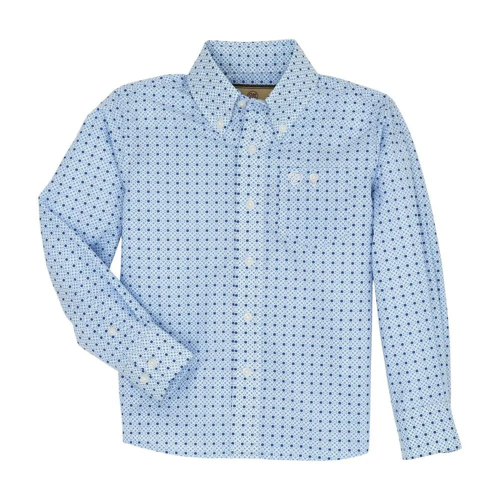 Wrangler Boys Blue Print Long Sleeve Shirt