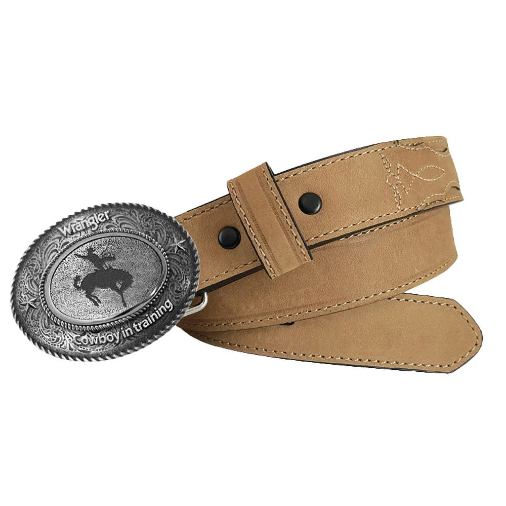 Wrangler Boy's Crazy Toe Bug Stitch Leather Belt