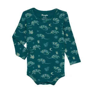 Wrangler Boys Green Armadillo Print Onesie