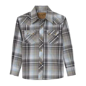 Wrangler Boy's Grey Plaid Shirt