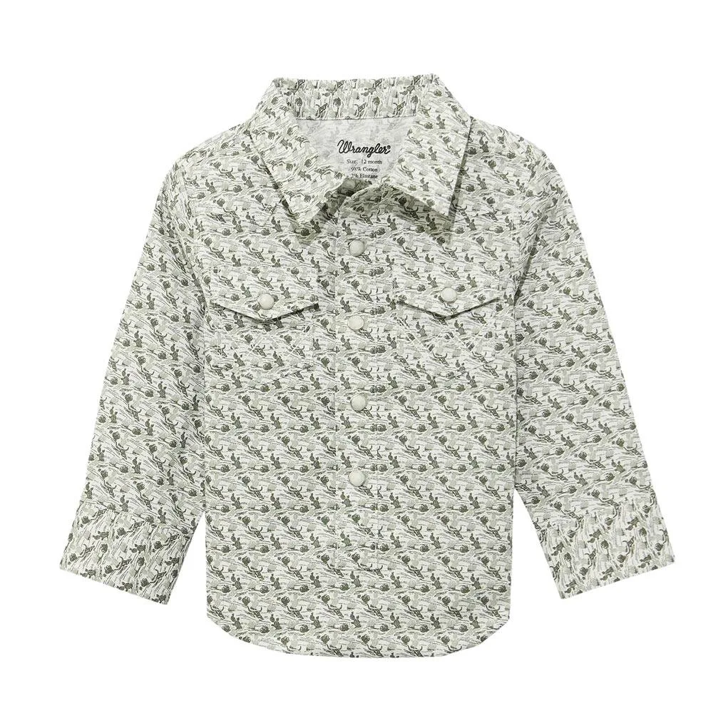 Wrangler Boy's Olive Long Sleeve Shirt