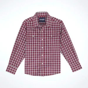 Wrangler Boys Red Plaid Wrinkle Resist Shirt