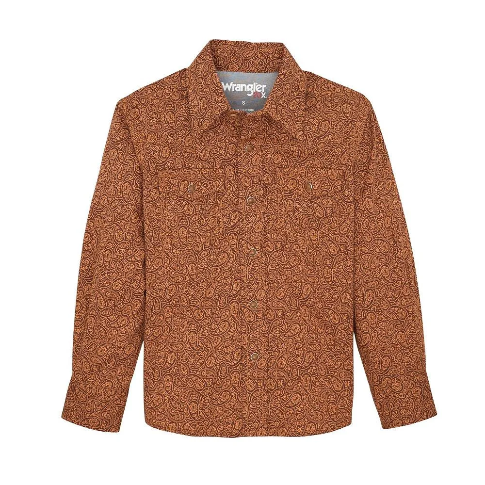 Wrangler Boy's Rustic Brown 20X Advanced Comfort Shirt