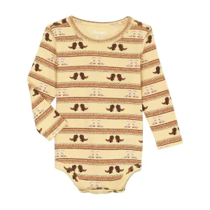 Wrangler Boys Tan Cowboy Boot Print Onesie