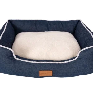 Wrangler Denim and Sherpa Lined Rope Trimmed Dog Bed