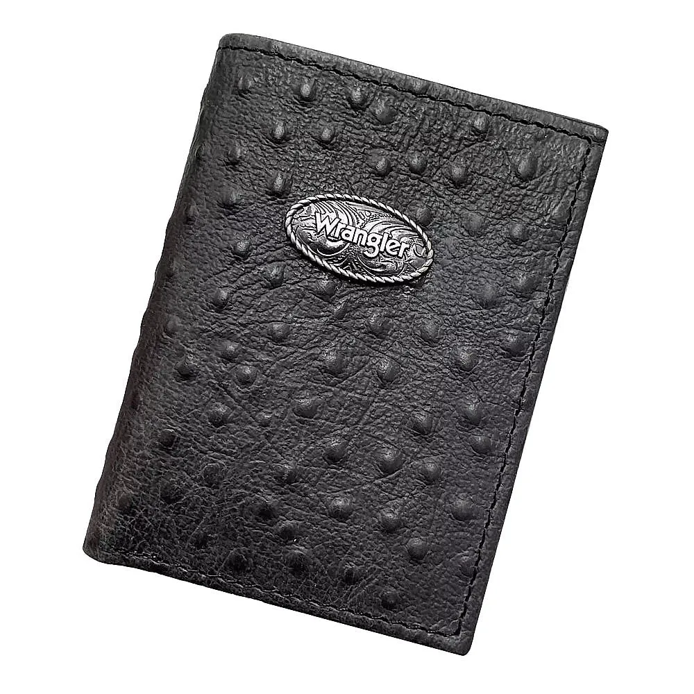Wrangler Embossed Ostrich Trifold with Wrangler Concho