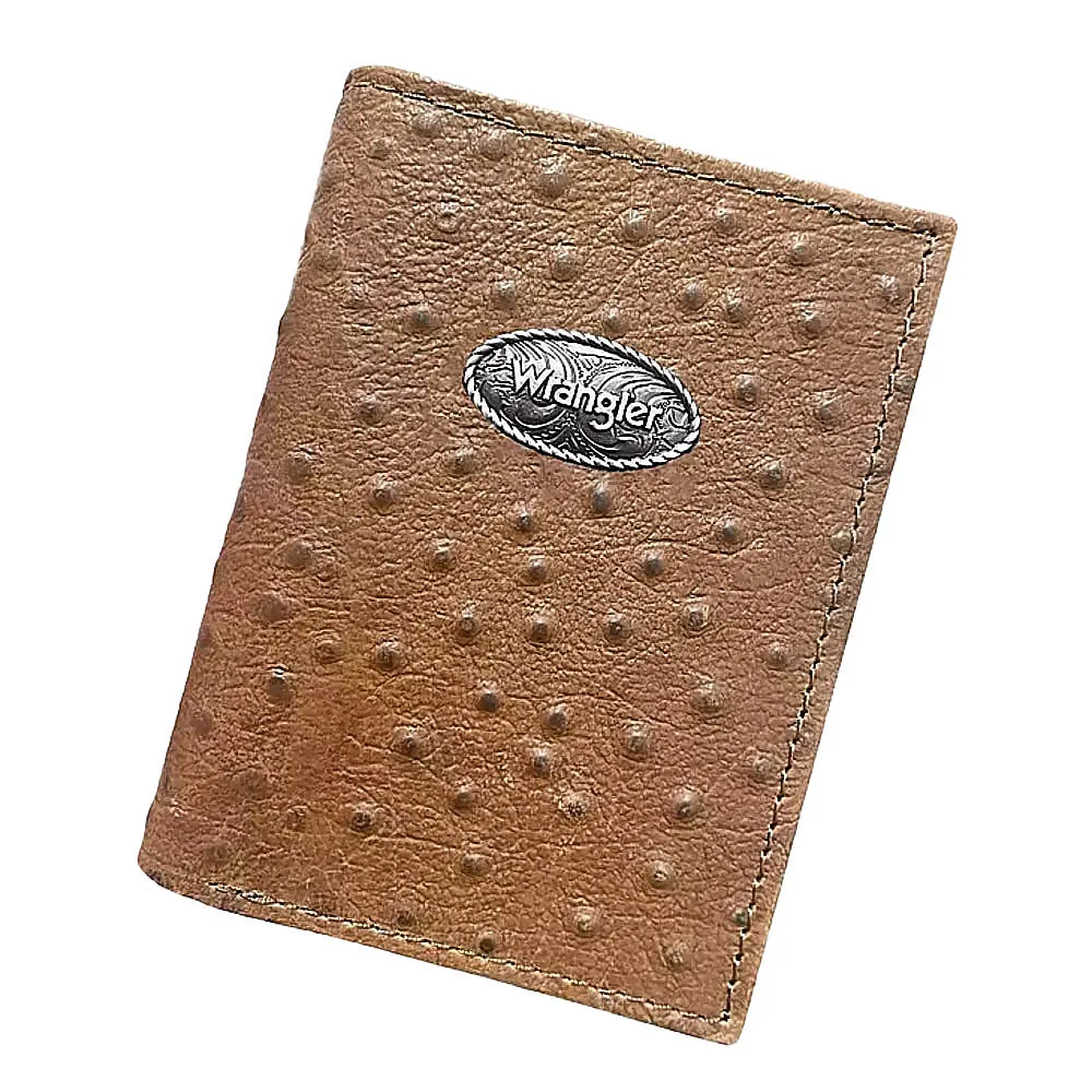 Wrangler Embossed Ostrich Trifold with Wrangler Concho - Image 2