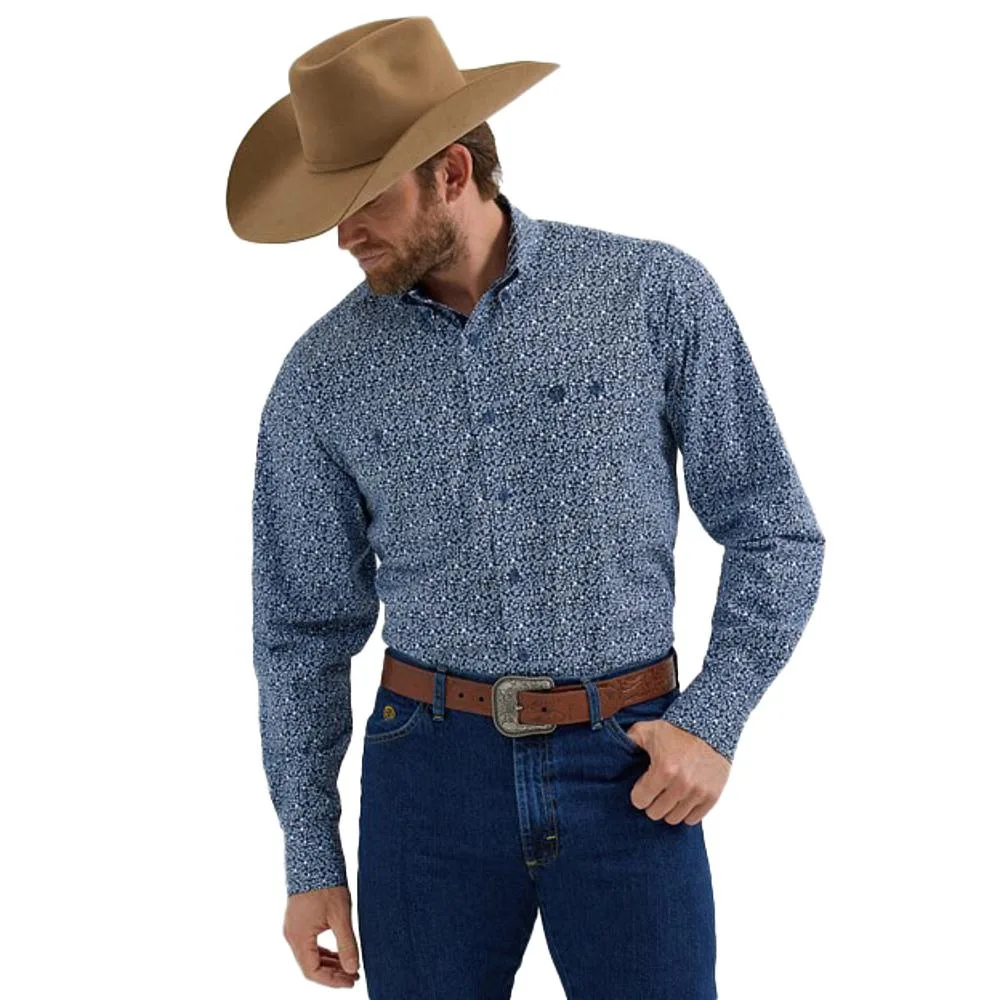 Wrangler George Strait Blue Print Shirt