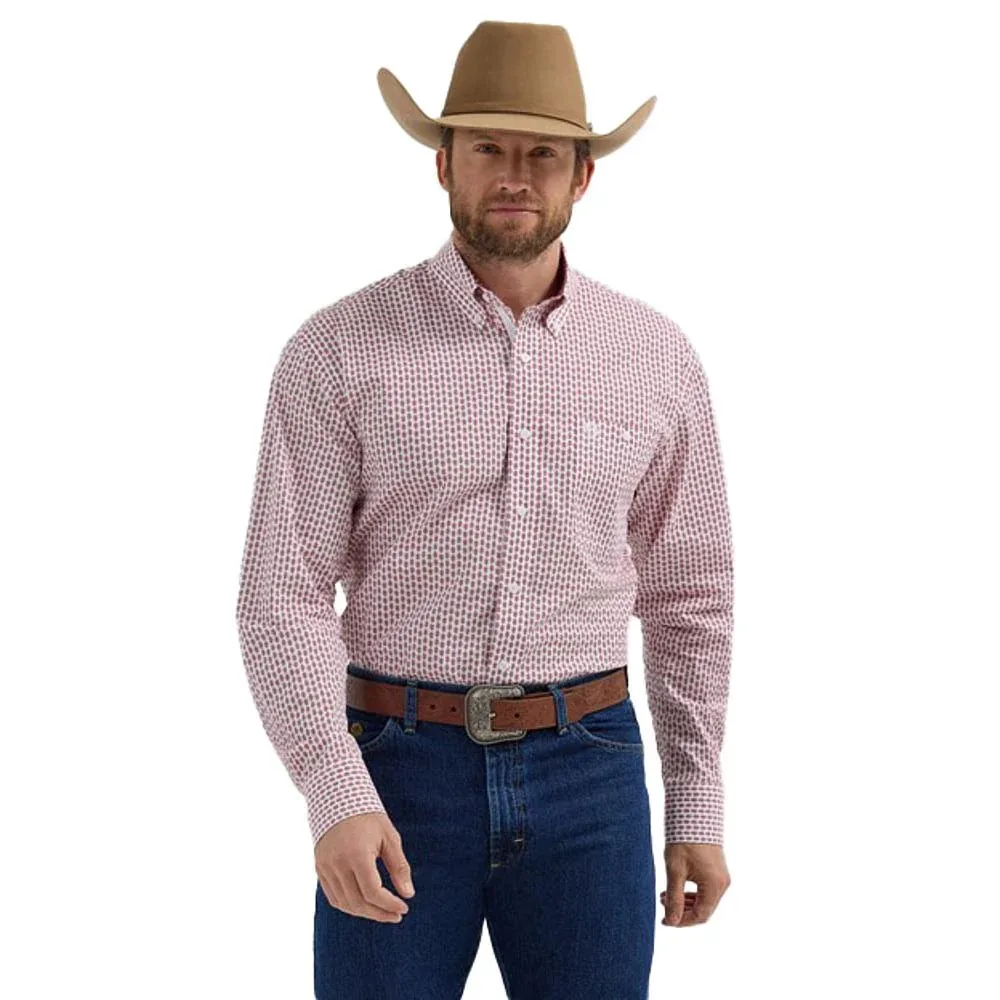 Wrangler George Strait White Red Print Shirt