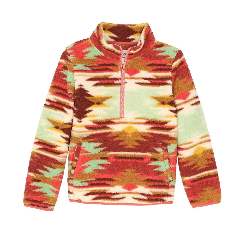 Wrangler Girl's Blue and Green Sherpa Pullover