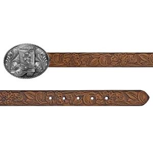 Wrangler Girl's Floral Tooled Belt with Boot Buckle