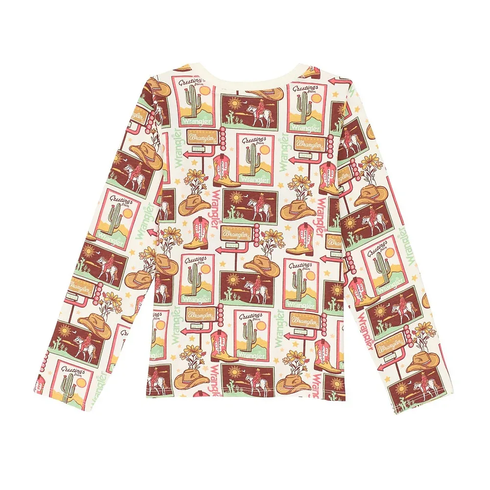 Wrangler Girls Hat and Boot Print Long Sleeve Tee Shirt - Image 2