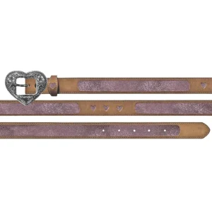 Wrangler Girl's Pink Glitter Inlay Belt Heart Buckle Belt