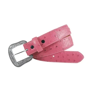 Wrangler Girl's Pink Ostrich Print Leather Belt