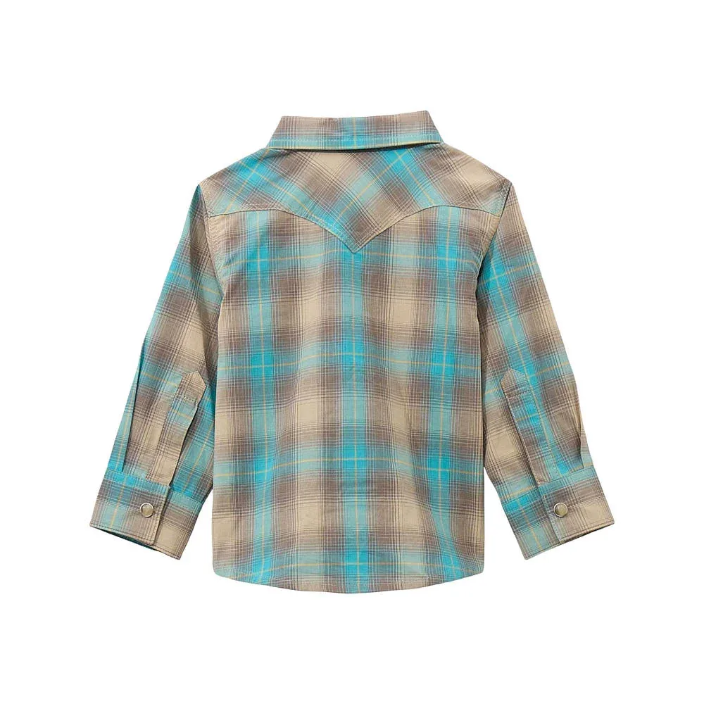 Wrangler Little Boy's Tan Long Sleeve Snap Shirt - Image 2