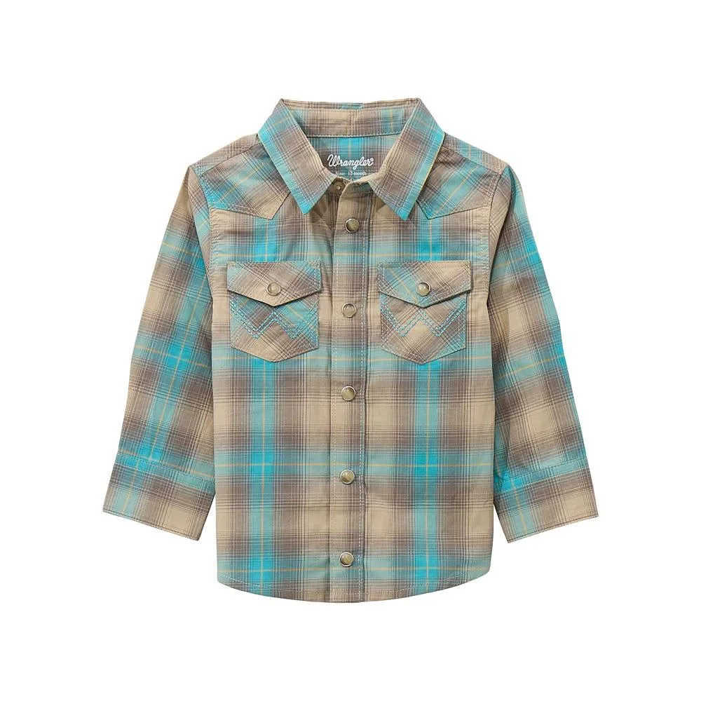 Wrangler Little Boy's Tan Long Sleeve Snap Shirt