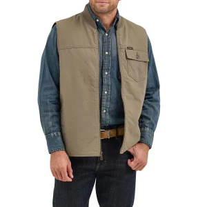 Wrangler Men's Bungee Cord Taupe Lined Vest