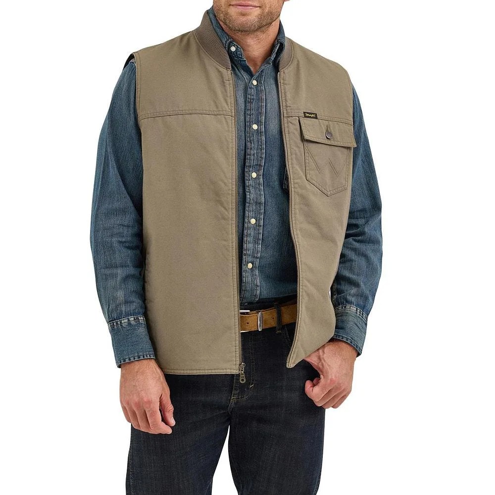 Wrangler Men's Bungee Cord Taupe Lined Vest