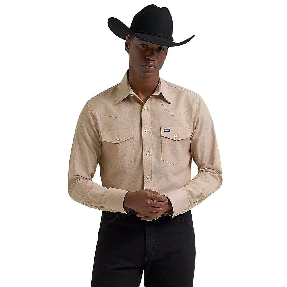 Wrangler Men's Chambray Khaki Workshirt