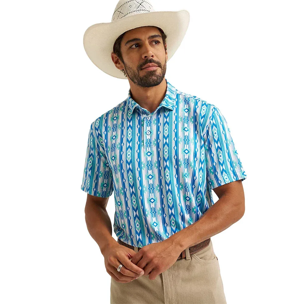 Wrangler Men's Checotah Turquoise Performance Polo - Image 2