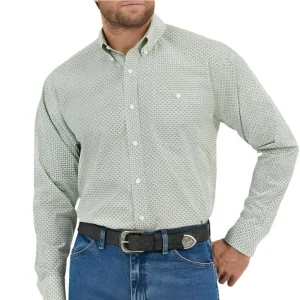 Wrangler Mens Classic Green Print Long Sleeve Shirt