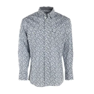 Wrangler Mens George Strait Blue Floral Long Sleeve Snap Shirt