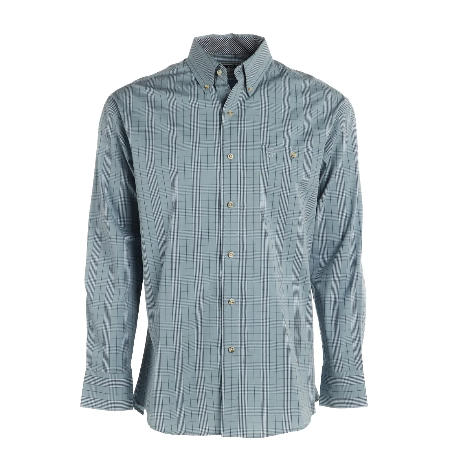 Wrangler Mens George Strait Blue Plaid Long Sleeve Button Shirt - Image 2