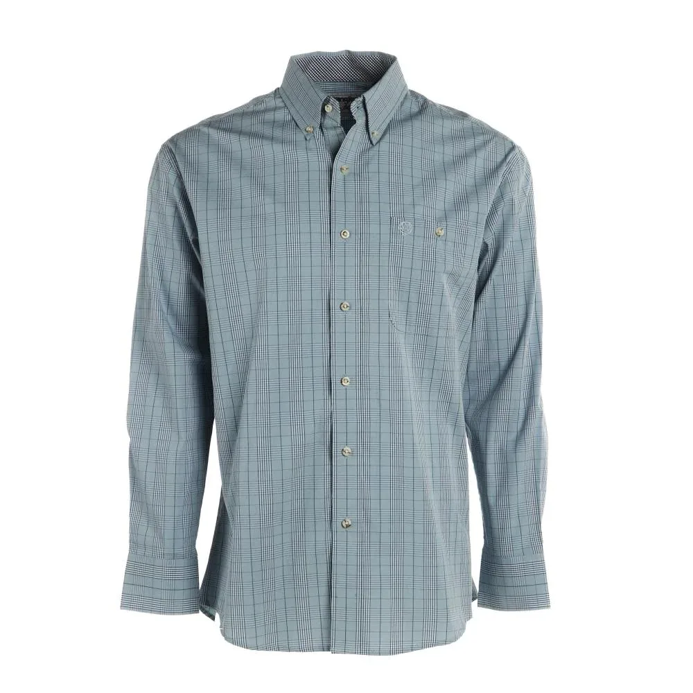 Wrangler Mens George Strait Blue Plaid Long Sleeve Button Shirt