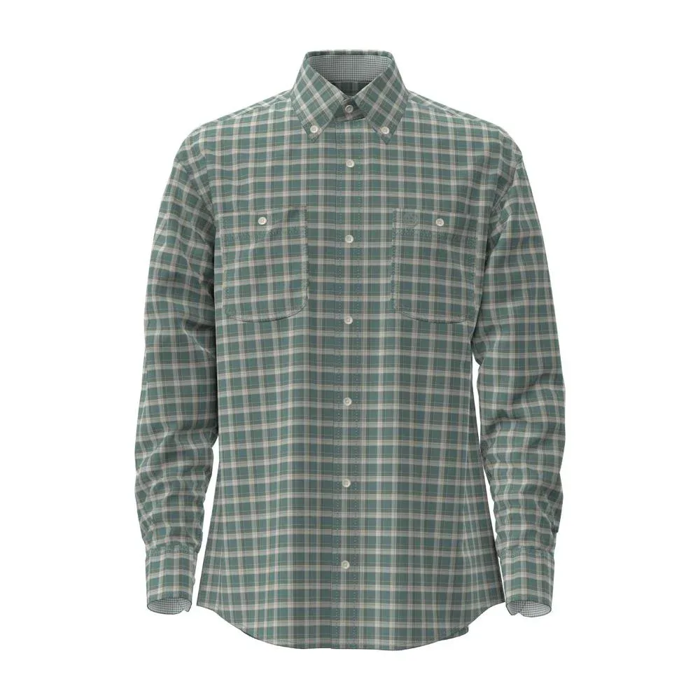 Wrangler Mens George Strait Green Plaid Long Sleeve Shirt