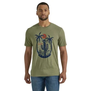 Wrangler Men's Lichen Green Cactus Logo Tee