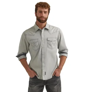 Wrangler Mens Long Sleeve Modern Fit Grey Shirt