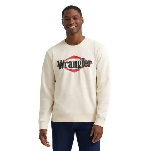 Wrangler Men's White Logo Fleece Pullover