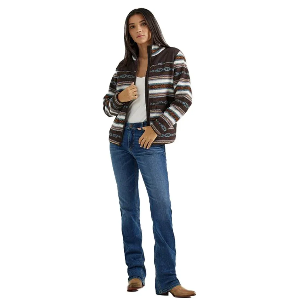 Wrangler Womens Brown/White Sherpa Zip Jacket
