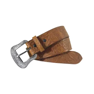 Wrangler Women's Floral Embossed Burnished Edge Belt with Buckle