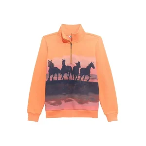 Wrangler Women's Horse Orange 1/2 Zip