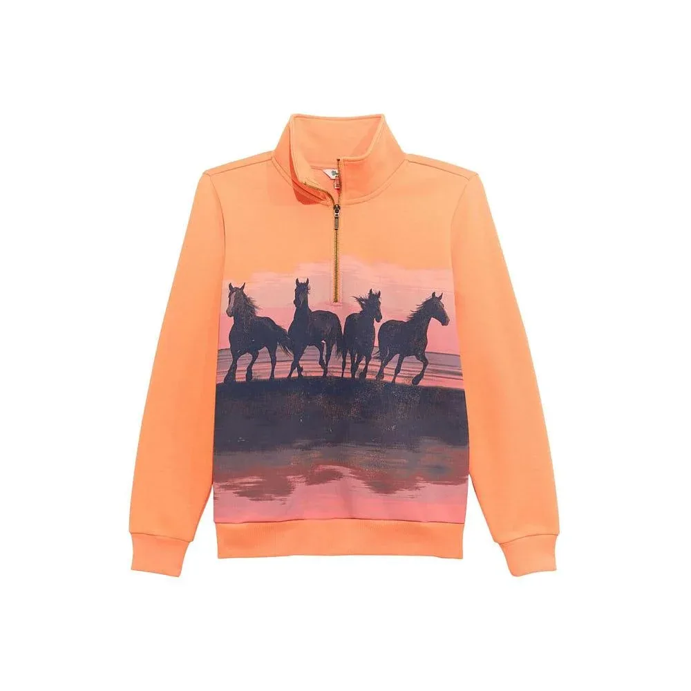 Wrangler Women's Horse Orange 1/2 Zip