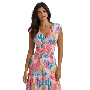 Wrangler Women's Pink Cactus Print Top