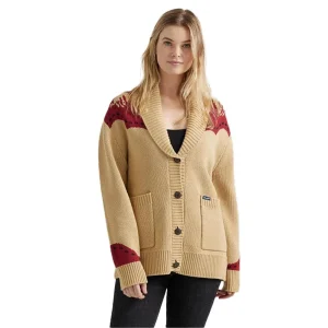 Wrangler Womens Tan Long Live Collar Cardigan