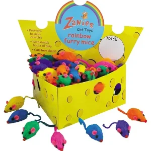 Zanies Rainbow Mice Cheese Wedge Cat Toy Display, 60 Pieces