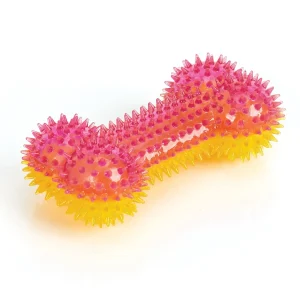 Zanies Squeaky Spike Bone 6.5in Pnk/Yellow