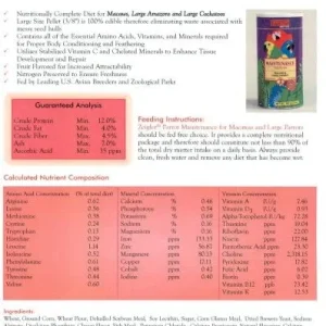 Zeigler Bros 3/8" Parrot Maintenance Macaws & Large Parrots Bird Food - 32 oz