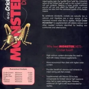 Zeigler Bros Hi-Cal Meal Cricket Monster Diet Reptile Food - 20 lb Bag