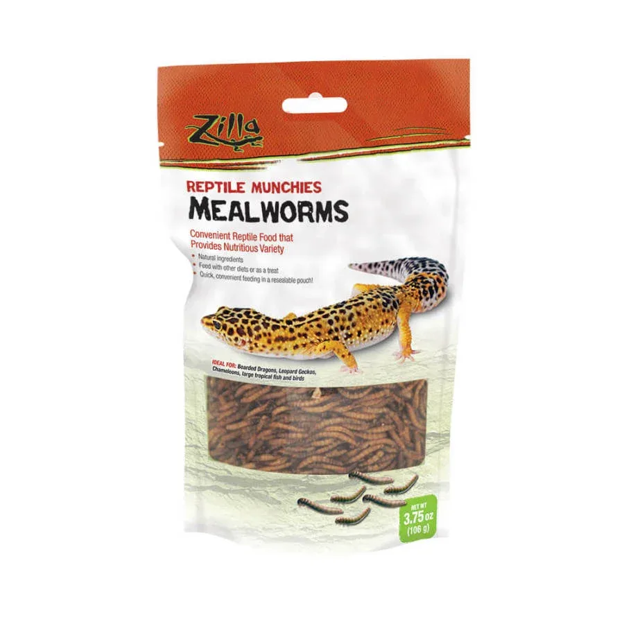 Zilla Reptile Munchies Mealworm Resealable Bag, 3.75 oz
