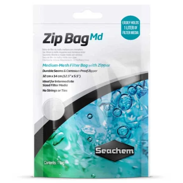 Zip Bag Md - Medium-Mesh Filter Bag w/ Zipper (12.5" x 5.5") - Seachem